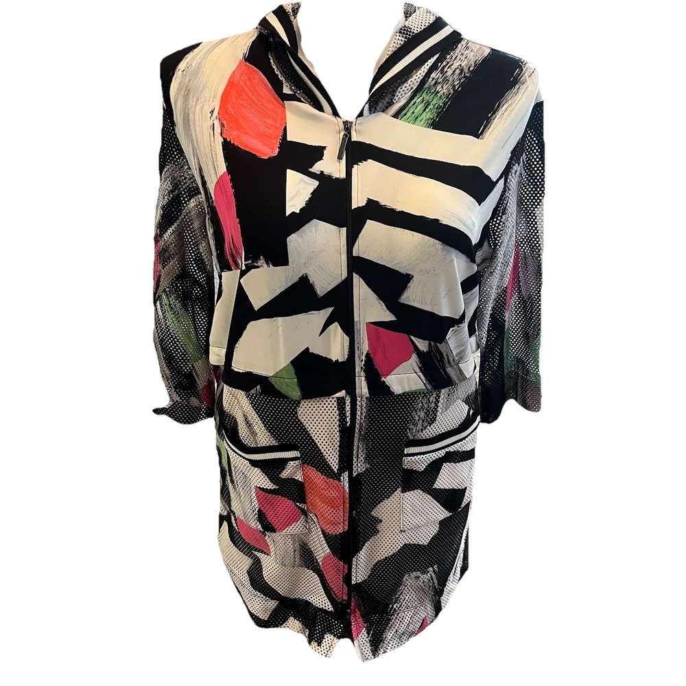 Joseph Ribkoff Women's 8 (M) Swim Cover Up Jacket Patch Pockets Mesh Resortwear